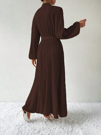 Hazel Blues® |  Half Button Tie Waist Long Sleeve Maxi Dress