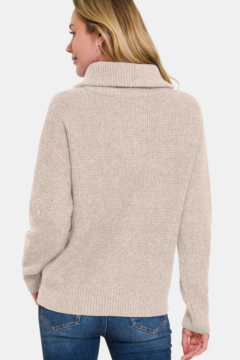 Hazel Blues® |  Zenana Half Zip Long Sleeve Sweater