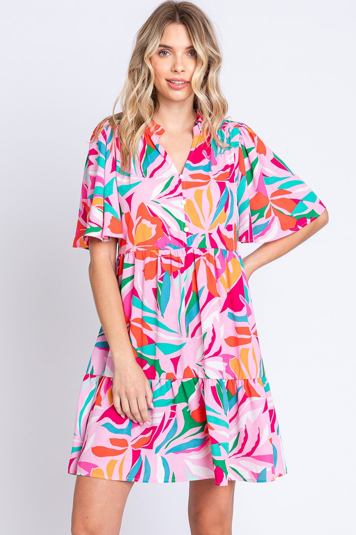 Hazel Blues® |  GeeGee Printed Short Sleeve Ruffle Hem Dress