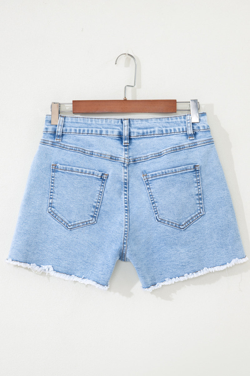 Myosotis High Waist Frayed Denim Shorts – Hazel Blues®