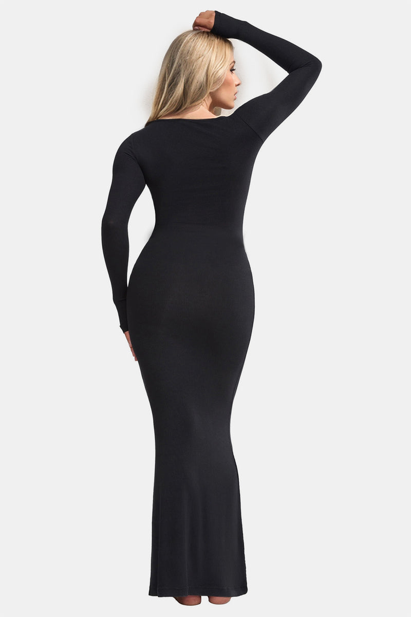 Hazel Blues® |  Basic Bae Built-In Shapewear Square Neck Long Sleeve Maxi Dress