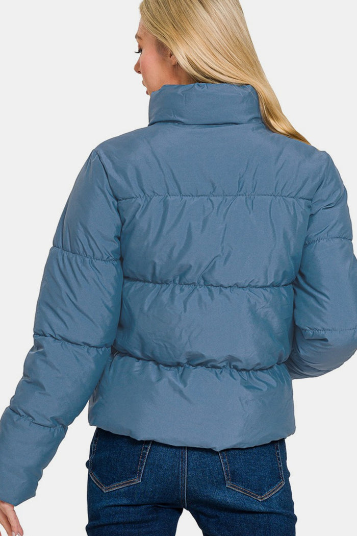 Hazel Blues® |  Zenana Zip Up Turtleneck Puffer Jacket with Pockets