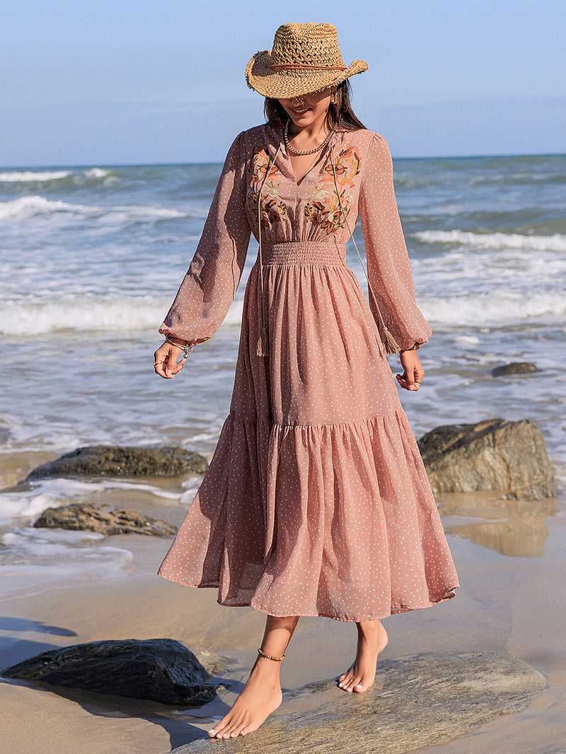 hazel embroidered midi dress Hazel Embroidered Midi Dress In Blue