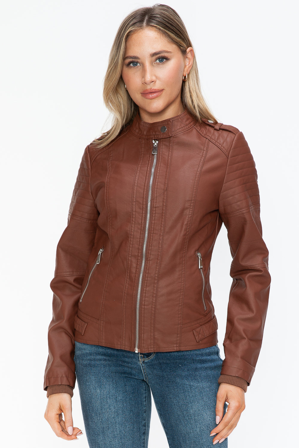 Hazel Blues® |  Snobbish PU Leather Biker Jacket with Side Zip Pockets