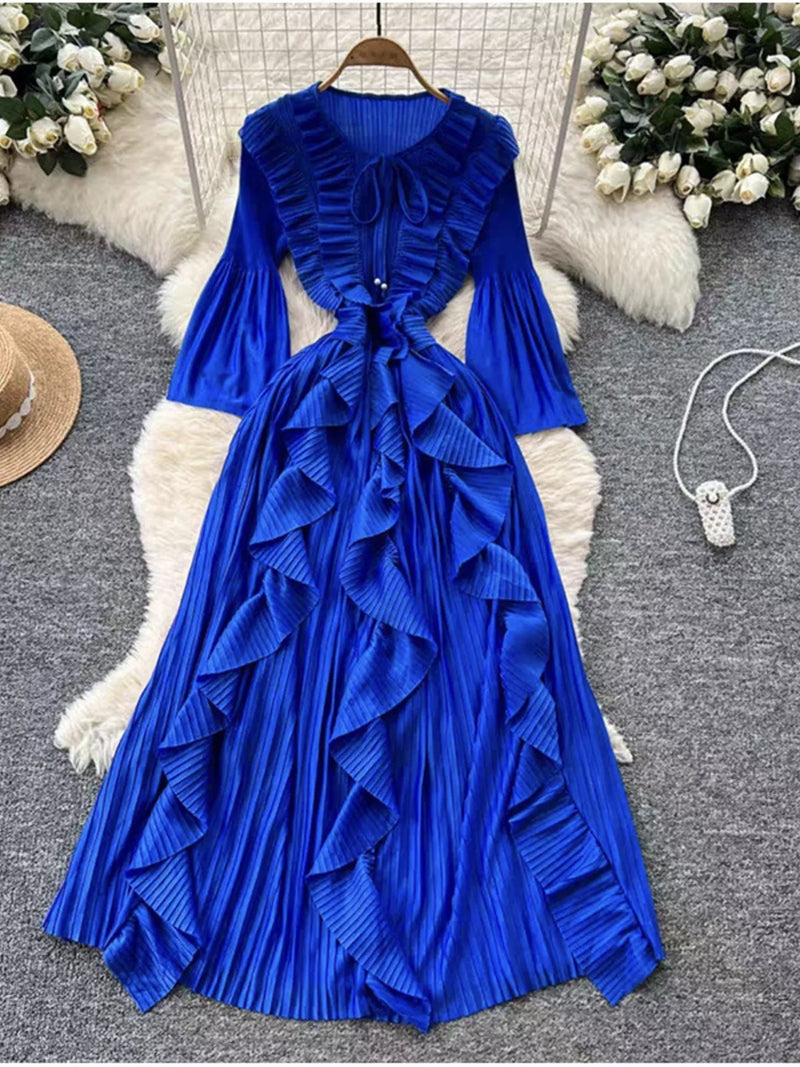 Ruffled A-Line Midi Dress Hazel Blues Ruffled A-Line Midi Dress Hazel Blues