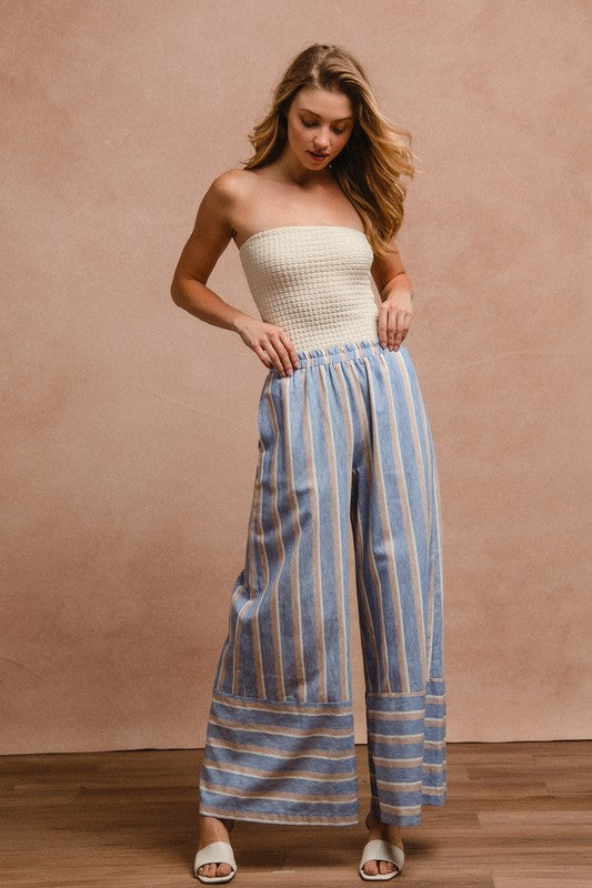 Hazel Blues® | BiBi Striped Wide Leg Pants with Pockets
