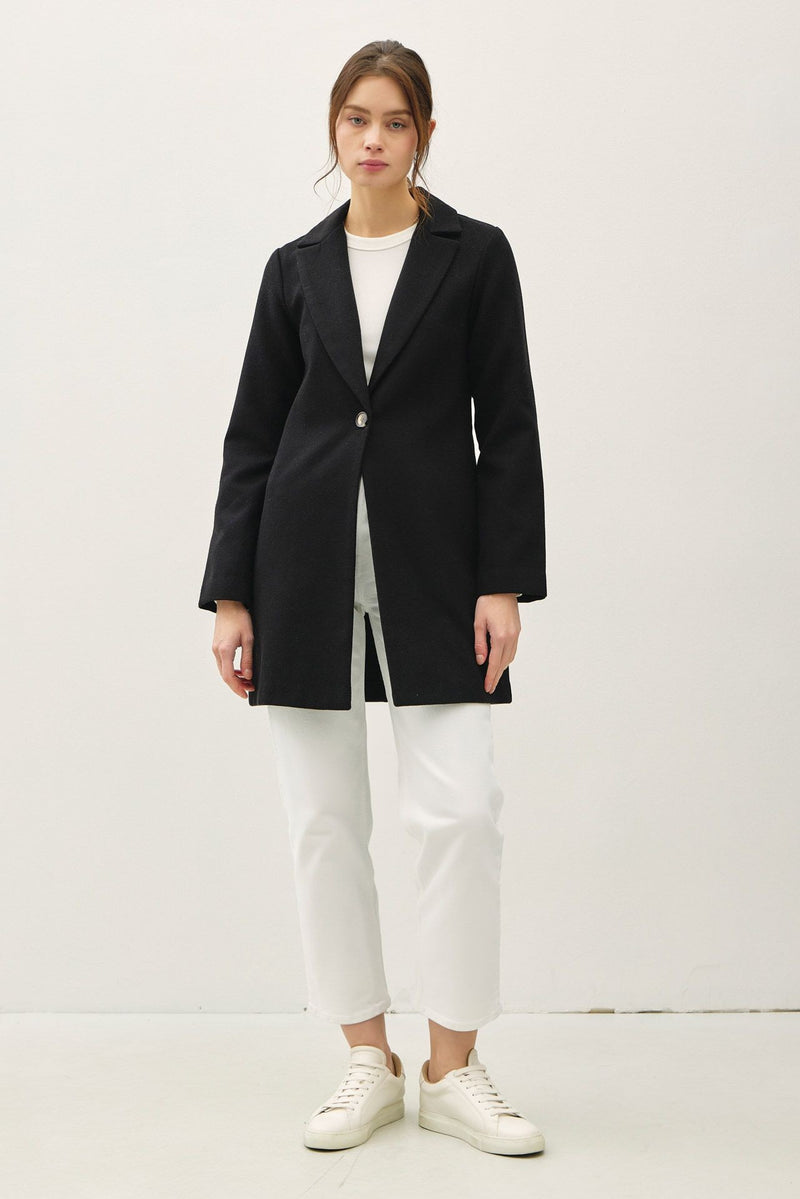 Hazel Blues® |  Be Cool Single Button Long Sleeve Coat with Pockets
