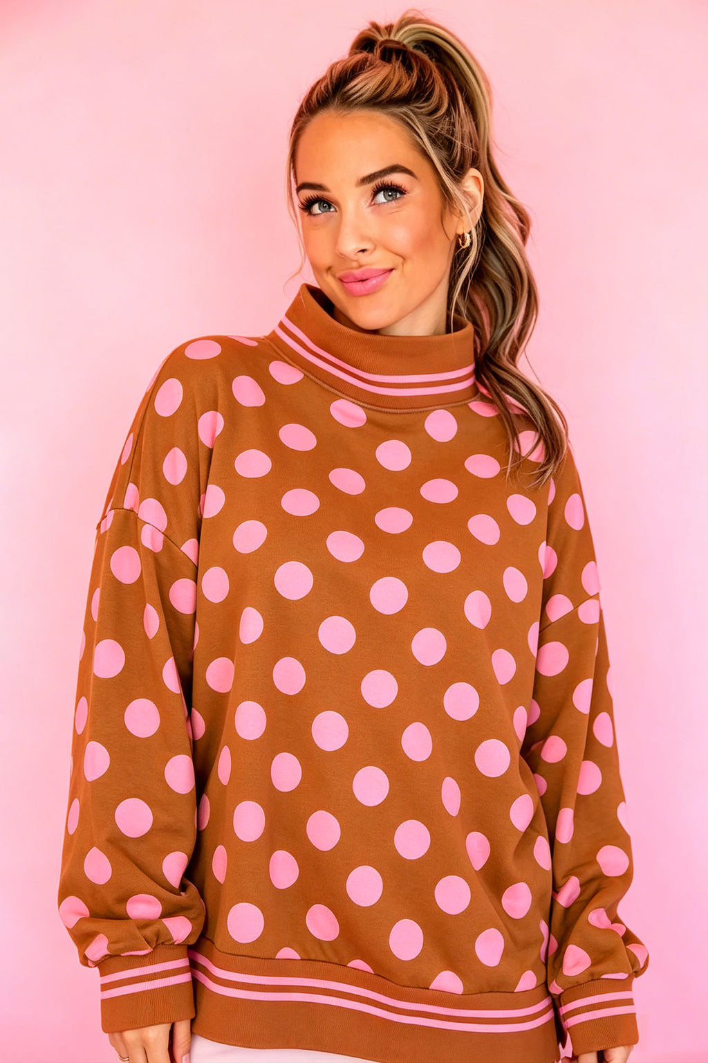 Dotty Days Brown Polka Dot Sweatshirt