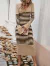 Hazel Blues® |  Striped V-Neck Long Sleeve Sweater Dress