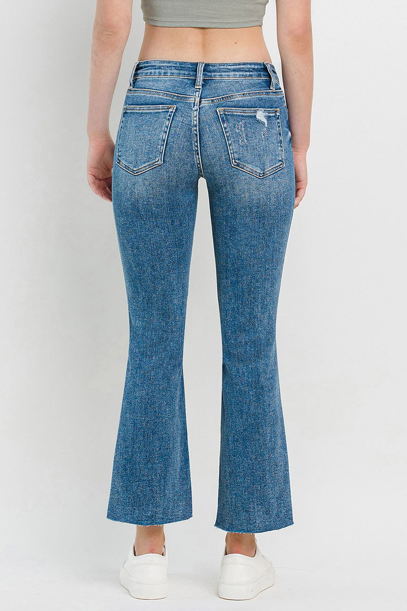 Hazel Blues® |  Vervet by Flying Monkey Mid Rise Distressed Cropped Flare Jeans