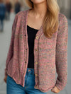 Hazel Blues® |  Heathered V-Neck Long Sleeve Cardigan