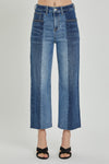 Hazel Blues® |  RISEN Mid-Rise Waist Two-Tones Jeans with Pockets