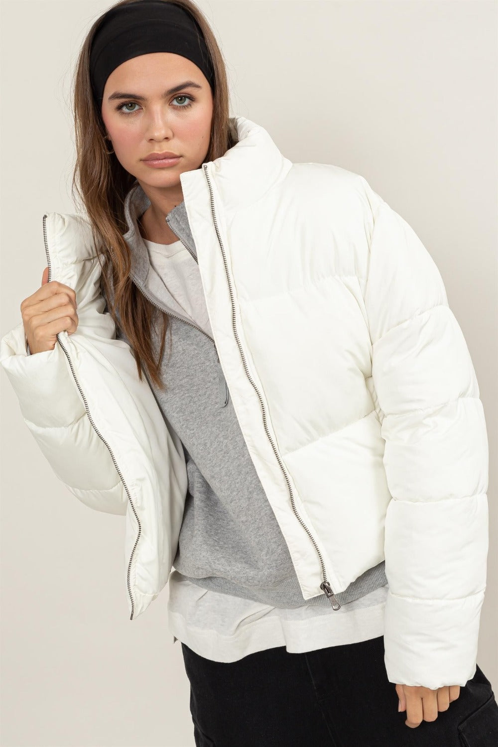 Hazel Blues® |  HYFVE Quilted Back Drawstring Puffer Jacket