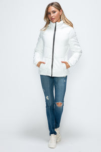 Hazel Blues® |  How Dare U Pocketed Zip Up Puffer Jacket with Removable Hood