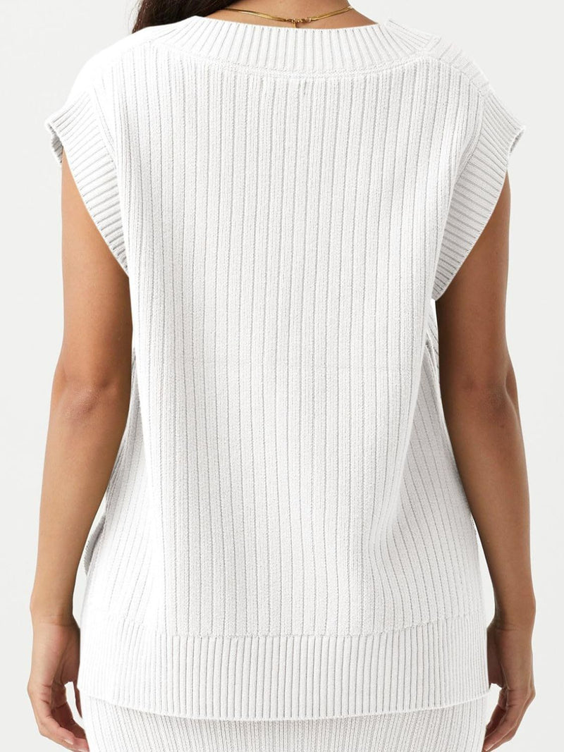 Hazel Blues® |  Mandy Ribbed V-Neck Sweater Vest