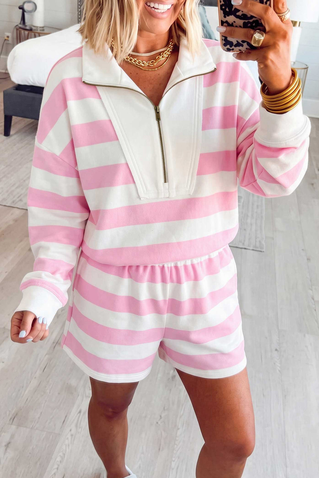 Stella Mae Striped Patchwork Short Set