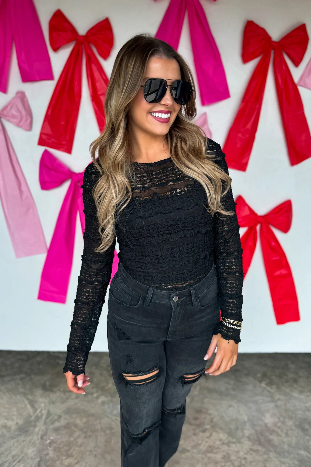 Hazel Blues® |  PREORDER: Long Sleeve Rosalie Lace Top