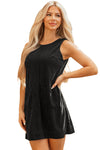 Hazel Blues® |  Beige Corduroy Sleeveless Mini Dress With Patched Pockets