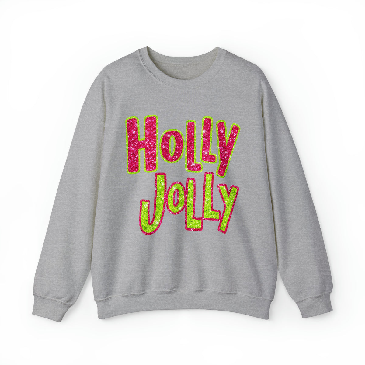 Hazel Blues® |  Holly Jolly Faux Glitter Graphic Sweatshirt