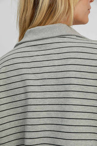 Hazel Blues® |  Umgee Striped Half Zip Short Sleeve Sweatshirt