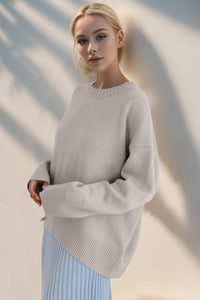 Hazel Blues® |  Basic Bae Round Neck Dropped Shoulder Sweater