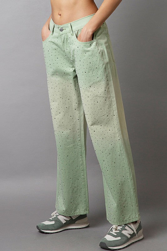 Hazel Blues® |  POL Embellishments Gradient Wide Leg Pants