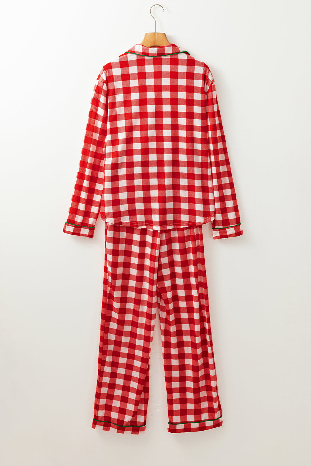 Hazel Blues® |  Plaid Collared Neck Long Sleeve Top and Pants Set