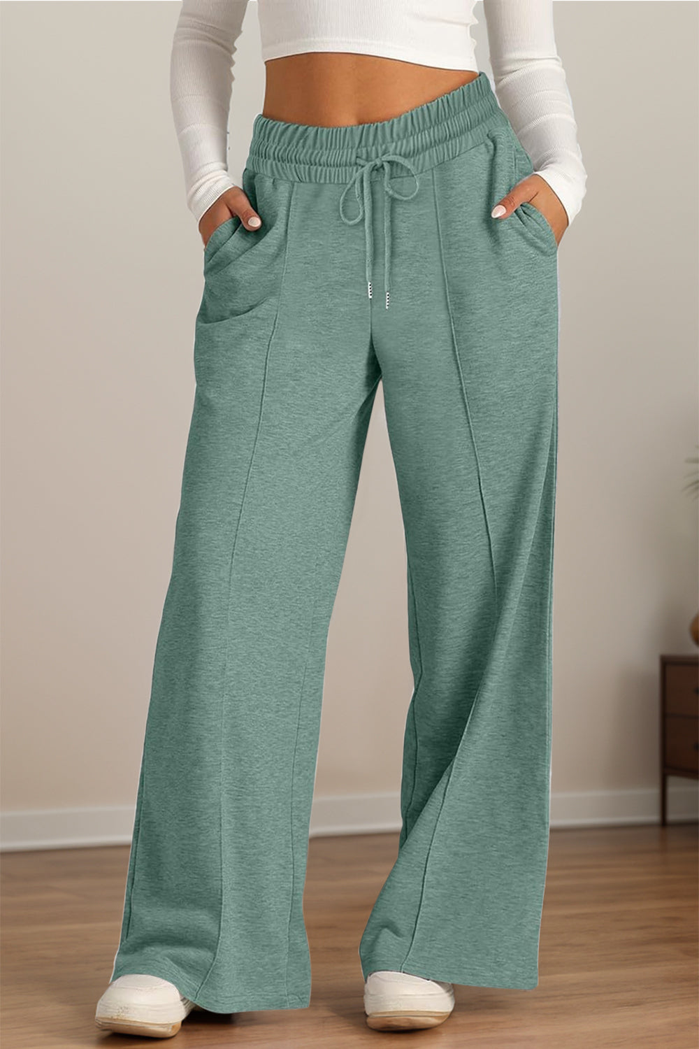 Hazel Blues® |  Drawstring Elastic Waist Wide Leg Pants