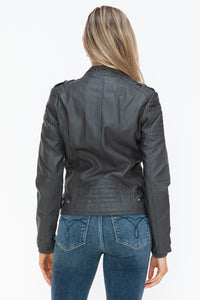 Hazel Blues® |  Snobbish PU Leather Biker Jacket with Side Zip Pockets