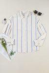 Hazel Blues® |  Striped Collared Neck Long Sleeve Shirt