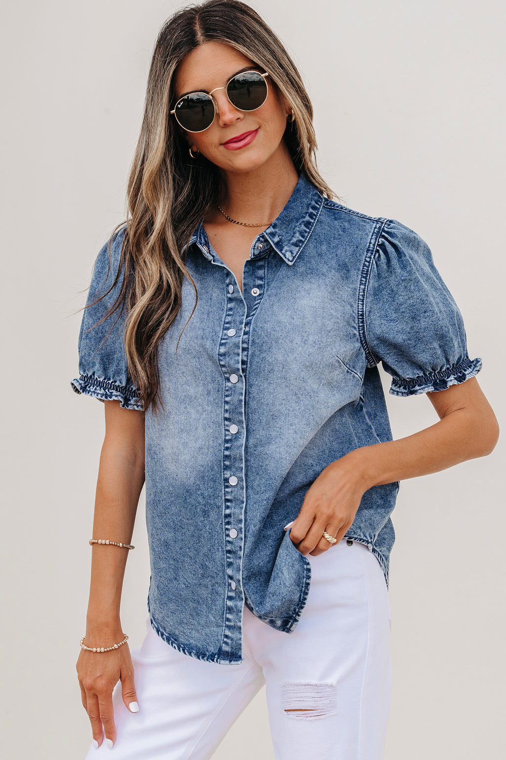Denim Darling Shirt | Denim Button Front Shirt