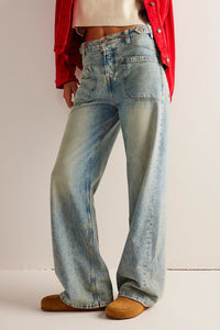 Hazel Blues® |  Washed Wide Leg Jeans with Pockets