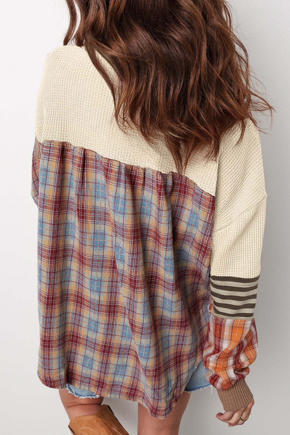 Greer Gray Waffle Striped Top