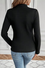 Hazel Blues® |  Black Mock Neck Thermal Lined Long Sleeve Tee