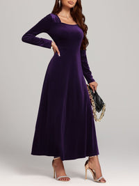 Hazel Blues® |  Square Neck Long Sleeve Velvet Dress