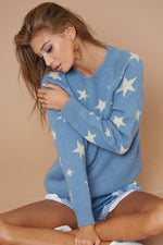 Hazel Blues® |  BiBi Star Pattern Long Sleeve Sweater
