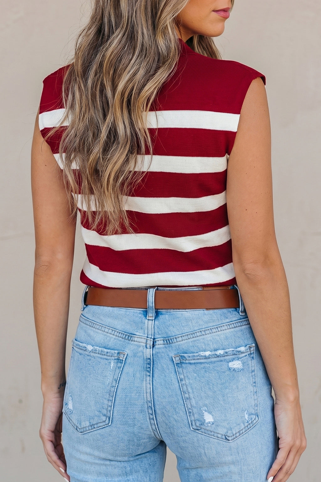Collared Split Neck Sweater Vest