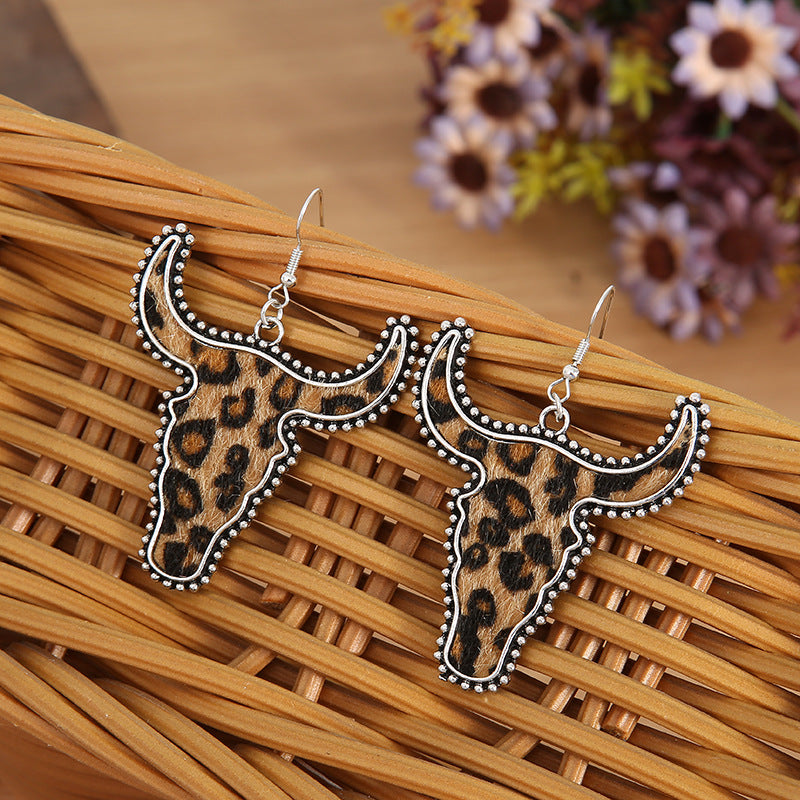 Hazel Blues® |  Alloy Animal Print Cow Head Earrings