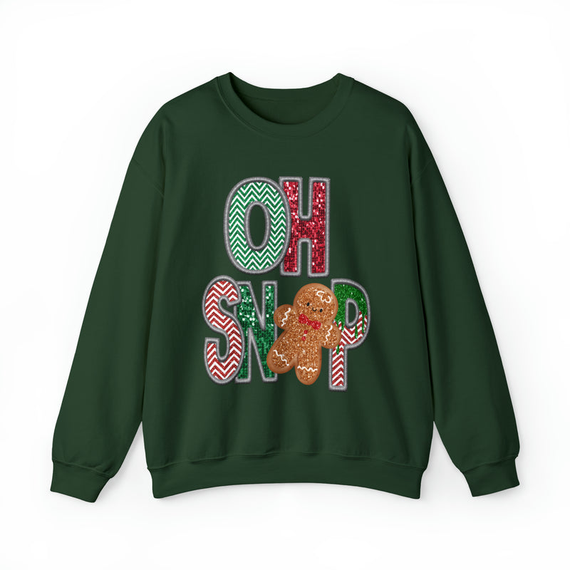 Hazel Blues® |  OH SNAP Faux Glitter Chenille Graphic Sweatshirt