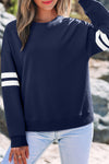 Hazel Blues® |  Evergreen Varsity Striped Detail Drop Shoulder Oversized Sweatshirt