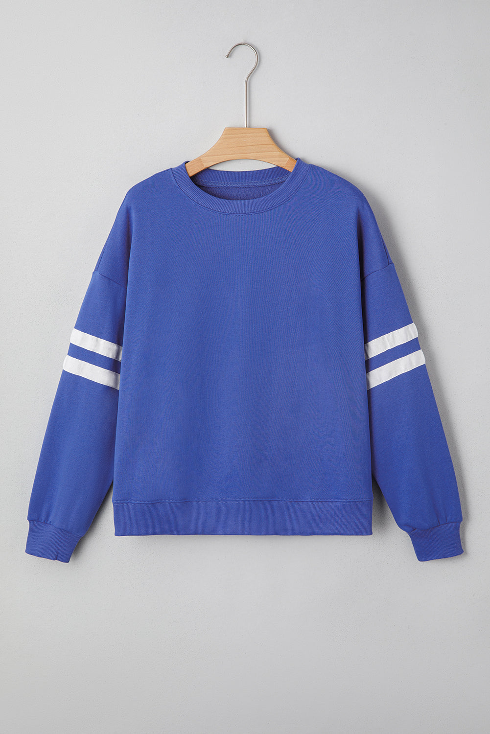 Juliette Noelle Sky Blue Varsity Stripe Sweatshirt