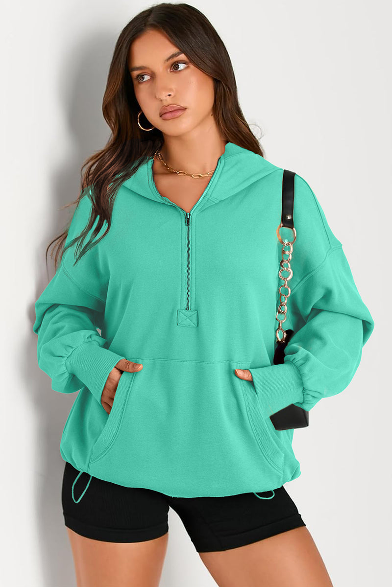 Hazel Blues® |  Pocketed Half Zip Long Sleeve Hoodie