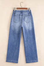 Hazel Blues® |  Beau Blue Tailored Center Seam Detail Straight Loose High Rise Jeans