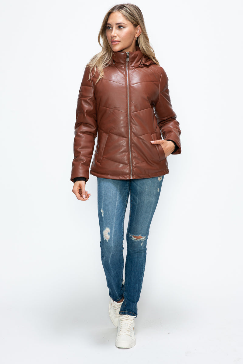 Hazel Blues® |  How Dare U Pocketed Zip Up Puffer Jacket with Removable Hood