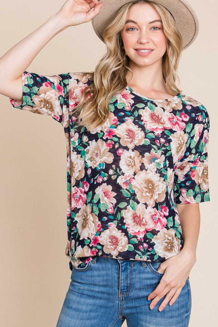 Hazel Blues® |  BOMBOM Floral Round Neck T-Shirt