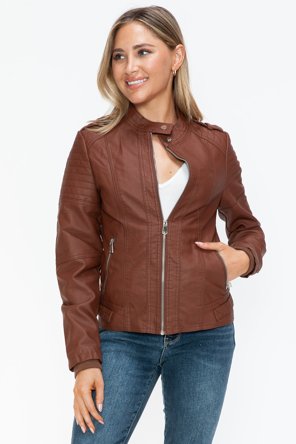 Hazel Blues® |  Snobbish PU Leather Biker Jacket with Side Zip Pockets