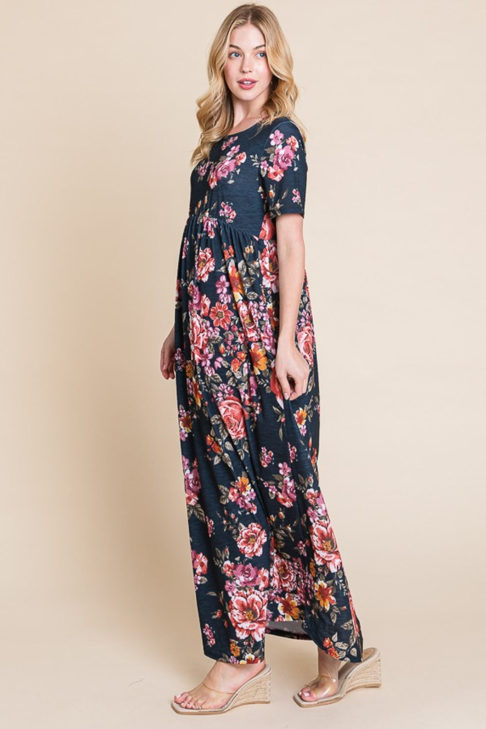 Hazel Blues® |  BOMBOM Floral Short Sleeve Maxi Dress