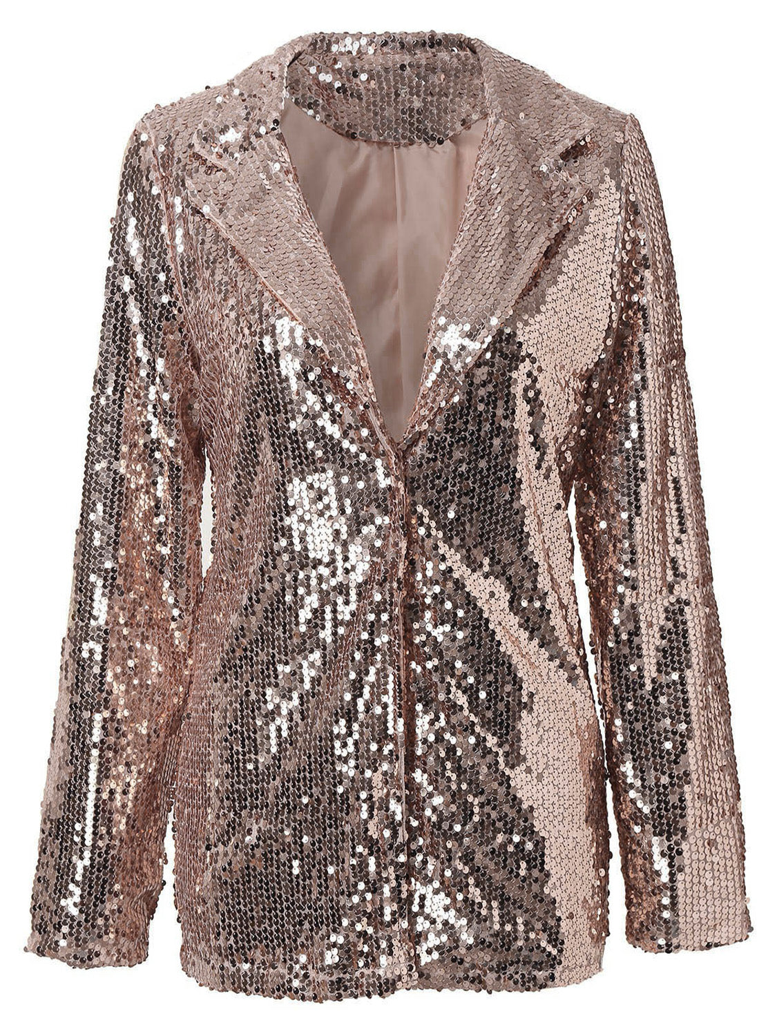 Hazel Blues® |  Sequin Lapel Collar Long Sleeve Blazer