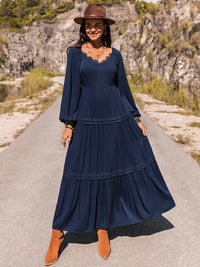 Hazel Blues® |  Long Sleeve Lace Trim Maxi Dress