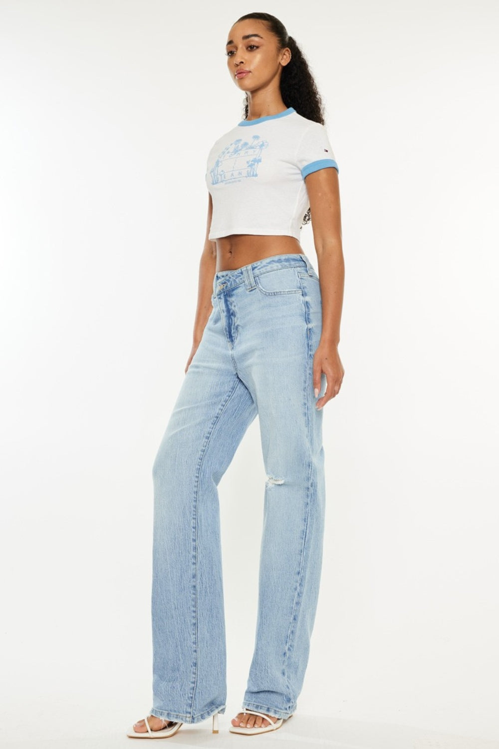 Hazel Blues® |  Kancan Distressed High Waist Straight Jeans